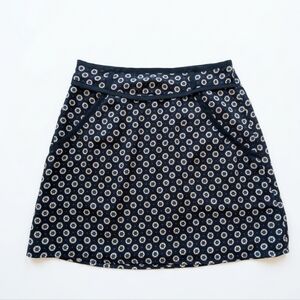 Brooklyn Industries Navy A-Line Skirt with Cream Dot Floral Pattern